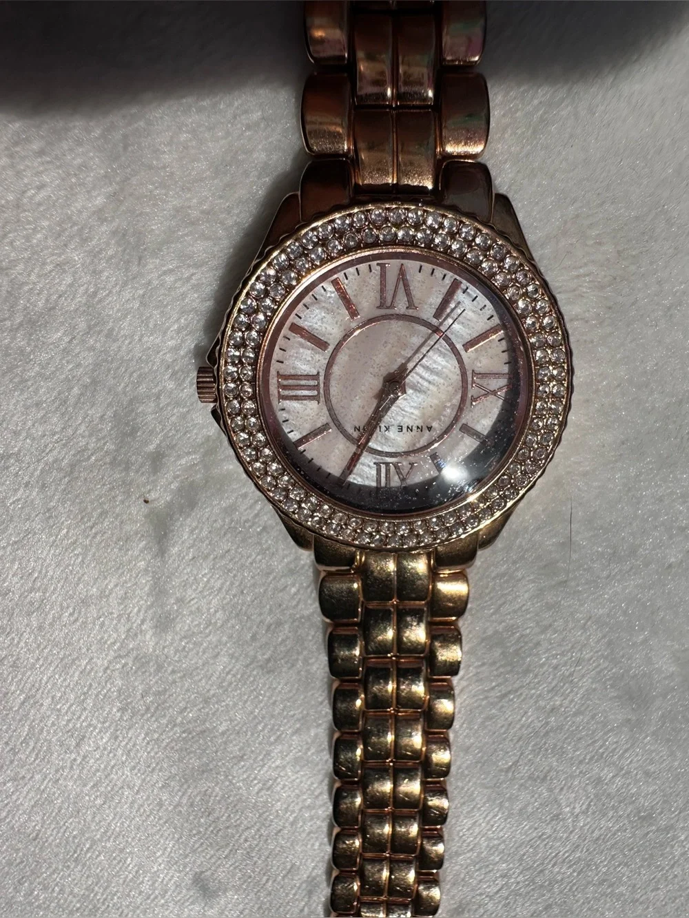 Anne Klein Rose Gold Crystal-Accent Bracelet Watch